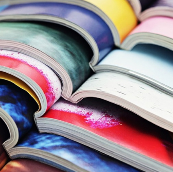 a close up of a book with many colors